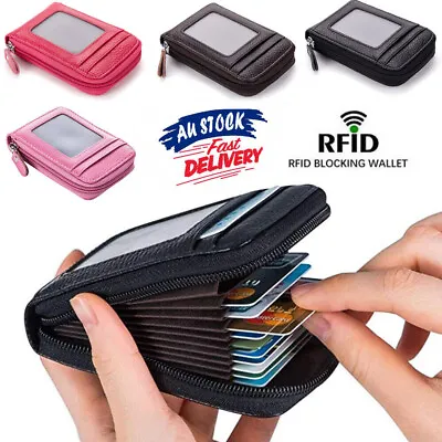 $13.35 • Buy RFID Blocking Leather Wallet Anti-theft Credit Card Holder Men Women Coin Purse