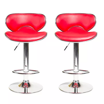 Swivel Bar Stools With Backs Set Of 2 Adjustable Height PU Leather Wine Red • $59.99