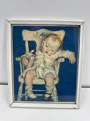 Vintage/antique 10.75 X 9” Framed Lithograph Maud Tousey Fangel Baby #2818 • $12.50