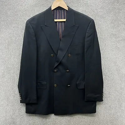 Barutti Blazer Jacket Mens 42R Black Double Breasted Formal Dress • £39.99