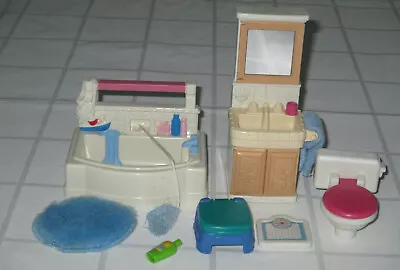 Fisher Price Loving Family Doll House Bathroom 1999 Complete Set Very Clean Vgc • $48