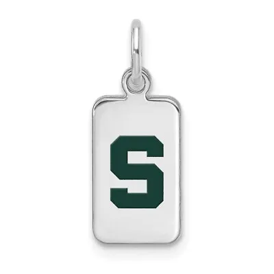 Sterling Silver LogoArt Michigan State University Enamel Tag Pendant • $60.95