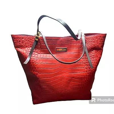 Nwt Michael Kors Lg Gia Slouchy Tote Genuine Leather Crimson $695 • $250