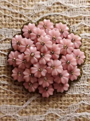 Miriam Haskell Pink Flower Gold Bead Brooch~C Clasp~MINT CONDITION • $55