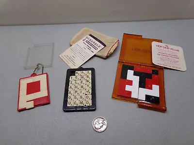 2 Vintage Sliding Puzzle Games  Top Secret  &  Scrabble  +  Ten-Yen  Puzzle Game • $25