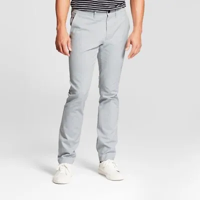 NWT GOODFELLOW Men's Light Gray Skinny Fit Stretch Hennepin Chino Pants 42X34 • $10.64