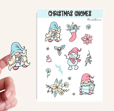 $3.99 • Buy Christmas Gnomes Sticker Sheet | Gnome Stickers Bullet Journals Crafts Planners