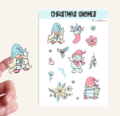 $3.99 • Buy Christmas Gnomes Sticker Sheet | Gnome Stickers Bullet Journals Crafts Planners