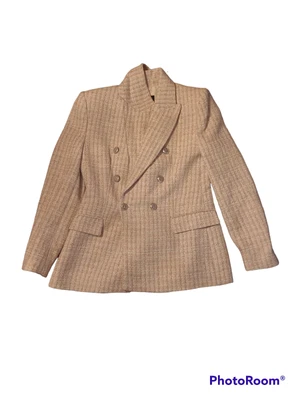 $65 • Buy Nwt Zara Textured Double-breasted Blazer Jacket Pink Silver Medium