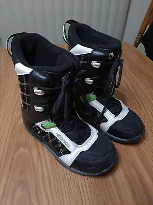 Morrow Snowboard Boots Size 4 Black White Green Lace Up Winter Sports • $29.99