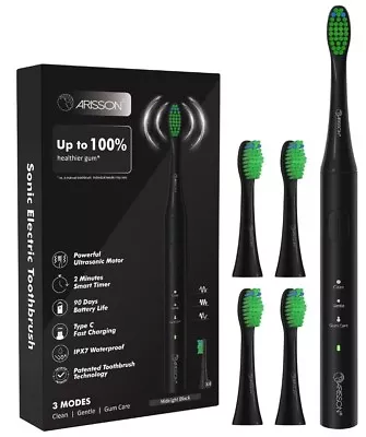 Sonic Electric Toothbrush For Adults & Kids W/4 Brush Heads 2 Minute Smart Timer • $15