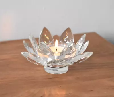 £5.95 • Buy Glass Lotus Flower Candle Holder Tea Light Holder 6cm X 12cm Two's Company  (4)