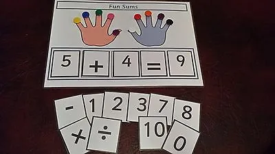 Fun Sums - First Maths Sums Board + Counters To Help With Working Out Answer  • £6.88