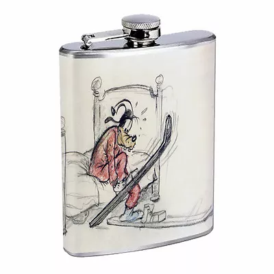 Vintage Skiing Skier Skis D36 Flask 8oz Stainless Steel Hip Drinking Whiskey B&W • $14.95