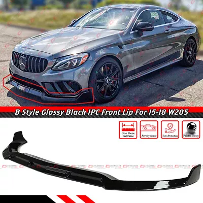 For 15-18 Mercedes Benz W205 Amg Sport Gloss Black 1pc B Style Front Bumper Lip • $122.99