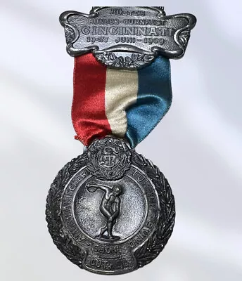 $152.99 • Buy SCARCE 1909 GERMAN TURNFEST Award Medal Cincinnati 30stes Turner Bund Pin Discus