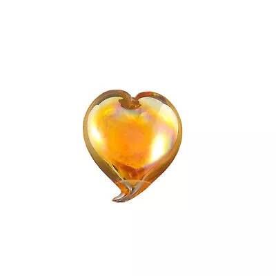 Randy Strong Heart Art Glass Hand Blown Gold Iridescent Paperweight Signed  • $35.99