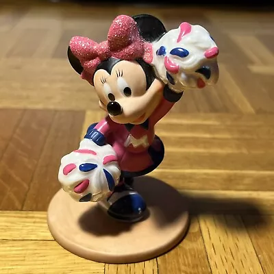 Disney Pink Minnie Mouse Cheerleader Porcelain 4” Figurine • $19.99