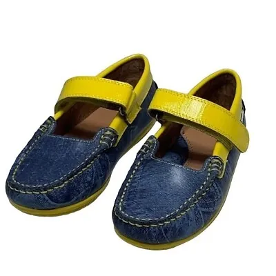 Venettini Little Girls Leather Blue And Yellow Shoes Size 30 EUR / 12.5T US NWOT • $39.94