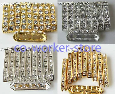 Wholesale 2 3 5 Hole Clear CZ Stip Bar Gold Silver Plated Spacer Loose Beads  • $5.99