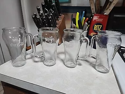 Set Of 4 Vintage Coca-Cola Clear Glass With Handle - Libbey Of Canada • $19.95