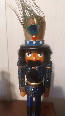 Peacock Sequin Nutcracker Shelf Sitter AND Beaded Table Runner • $68.99