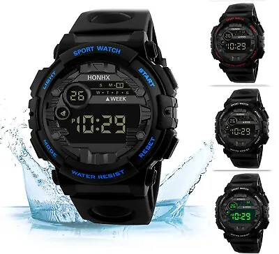 Luxury Mens Digital LED Watch Date Sport Men Outdoor Electronic Watch Wrist • £4.99