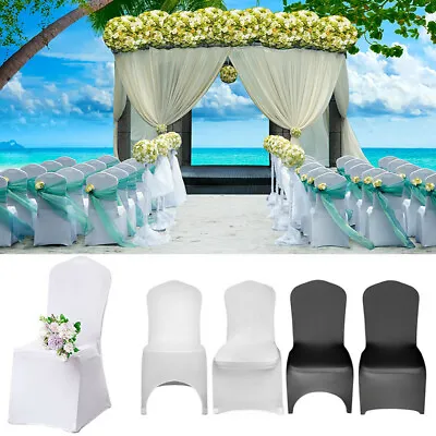 £18.99 • Buy 50/100x Spandex Chair Covers Wedding Banquet Dining Chair Seat Slip Covers White