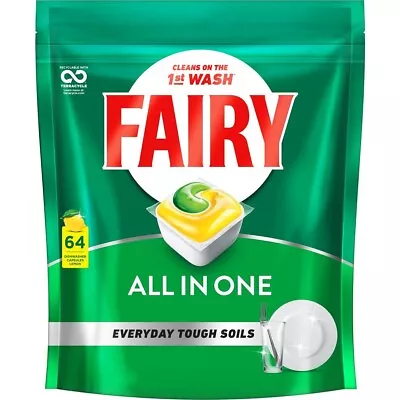 $32.90 • Buy Fairy Original All In One Lemon Automatic Dishwasher Tablets 64 Pack