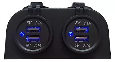 Dual Usb 4.2a Charger X 2 Power Outlet Socket Surface Mount 4x4 Car Marine Au • $27.95