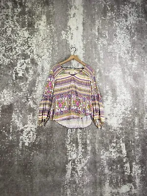 Anthropologie Maeve Medieval Print Peasant Blouse Top Size S Small • $16.99