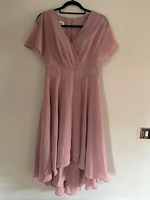 A-line V-neck Bridesmaid Dress With Ruffle Dusty Rose UK 10 *NEW* (JJ's House) • £35