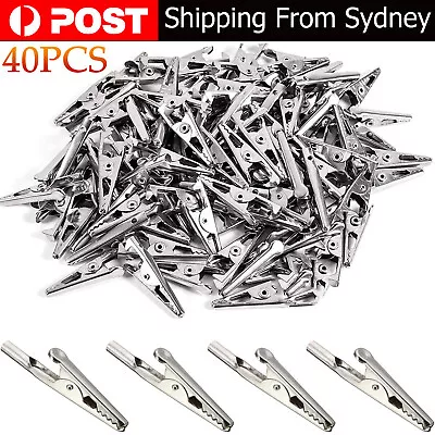 40PCS 50mm Single Prong Iron Alligator Clips W/ Teeth Aligator Clip Test Clamps • $9.99