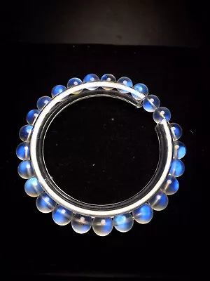 7.5mm Natural Strong Blue Light Moonstone Crystal Clear Beads Bracelet AAA • $330