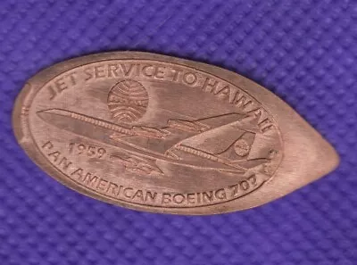 HAWAII 1959 Jet Service Pan American Boeing 707 Elongated Pressed Copper Penny • $3.29