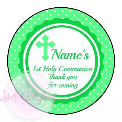 Personalised Green Holy Communion Sticker Party Sweet Cone Cake Box Gift • £1.99