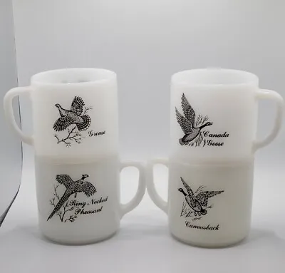 Set Of 4 Federal Glass Grouse Ring Necked Pheasant Canada Goose Canvasback Mugs  • $28.50