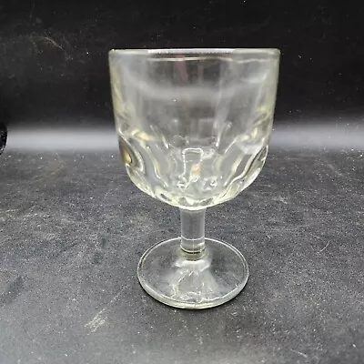 Vintage Clear Glass Large Thumbprint Goblet Schooner Thick HEAVY Quality Glass • $12.98