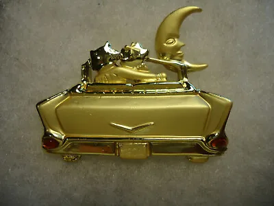 $1 • Buy AJC Vintage Gold Tone Cat Couple Old Car Pin