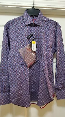 Visconti Black L/S Button Down Shirt Colorful MSRP $125 NWT NICE Men's Small • $15.99