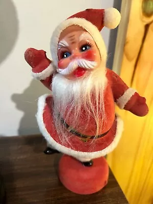 Vintage DANCING/Waving SANTA CLAUS 9” Flocked/Fuzzy Iconic Mid-Century Christmas • $15