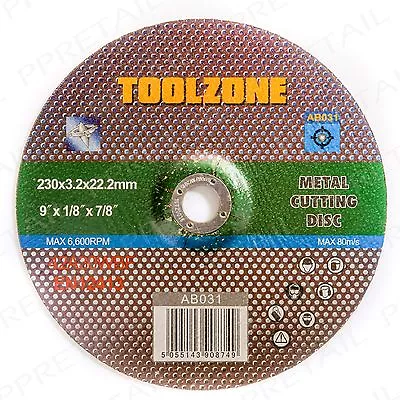 Large 230mm Metal Cutting Disc CHOOSE QTY Angle Grind Wheel 22.2mm Bore Steel • £5.55