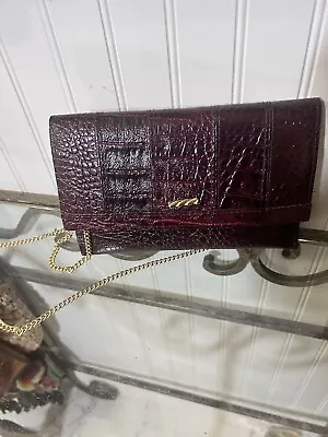 Vintage Burgundy Alligator Leather Bag No Brand  • $25