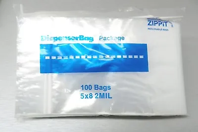 5x8 Reclosable Bags 2 Mil Clear Reloc Zippit Resealable Poly Bags 5 X 8  100 Pcs • $8.45