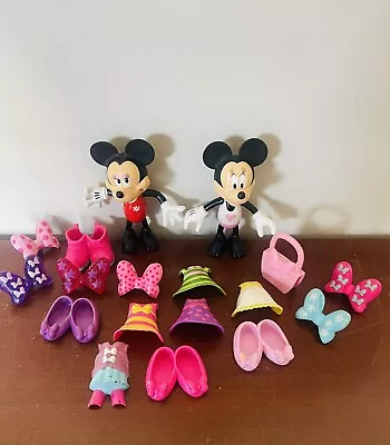 Disney Minnie Mouse Snap On Dress Dolls Toy With Accessories - 18 Pieces In All! • $25