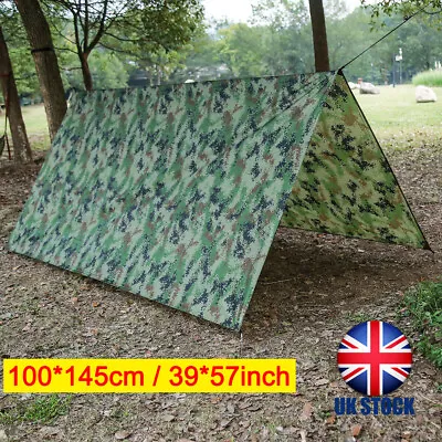 Ultralight Tarp Shelter Camping Tent Cover Shade Sun Canopy Camo Waterproof UK • £9.35