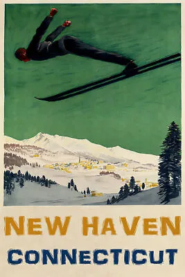 361217 New Haven Skiing Winter Sports Ski Jumping USA Vintage Poster • $29.95