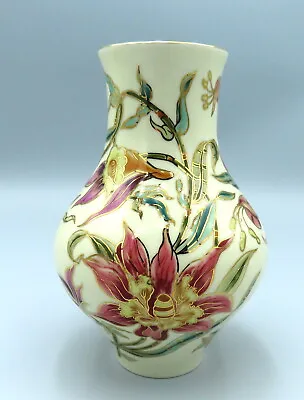 $165.60 • Buy Zsolnay Porcelain Vase Hand Painted Bulbous Body Orchids 9566 Hungarian Art