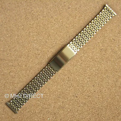 20mm Fitting Mens Gold Plated SS Adjustable Deployment Watch Strap Bracelet Band • £16.99