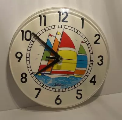 Vintage Sunbeam 12  Sailboat Quartz Wall Clock +NICE +COLORFUL • $39.99